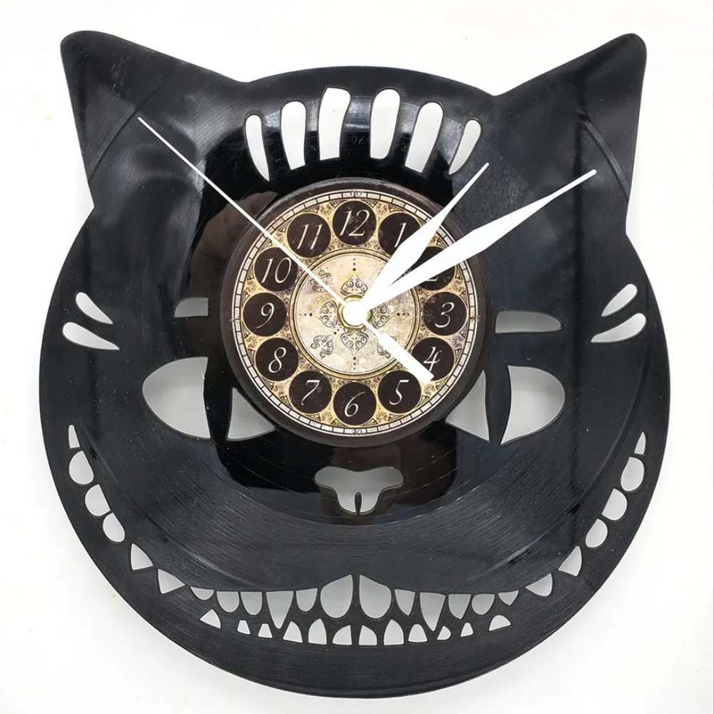 CHESIRE CAT vinyl record clock from alice in wonderland